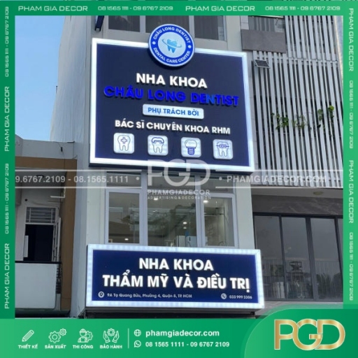 Bảng Hiệu Alu Chữ Nổi Mica Âm Led Sáng Mặt Nha Khoa Long Châu thumb