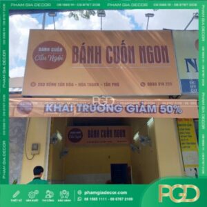 Làm bảng hiệu bạt không gân giá rẻ cho quán bánh cuốn