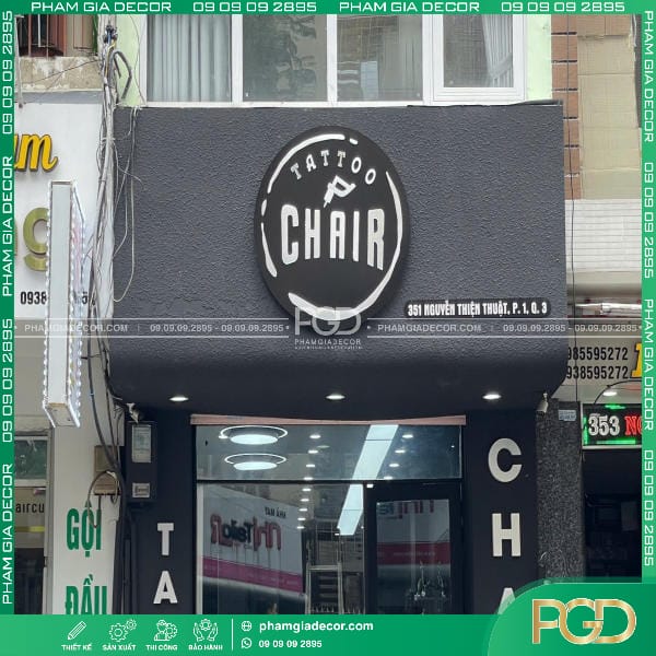 Bảng Hiệu Cemboard Sơn Gai Mặt Dựng Logo Alu Hộp Đèn Cho Tattoo Chair - Ảnh 4