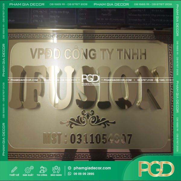 làm bảng tên công ty inox vàng xước