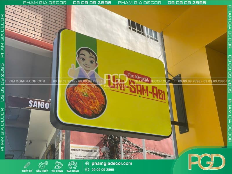 hộp đèn mica chữ nhật hút nổi in uv 2 mặt