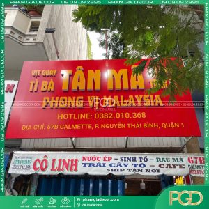 làm bảng hiệu alu tiệm vịt quay chữ nổi hông formex