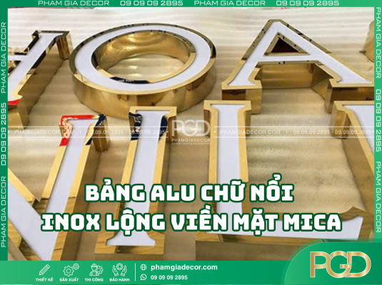 Giải pháp bảng hiệu hiện đại, kết hợp ALu, Inox và Mica, giúp thương hiệu của bạn nổi bật suốt ngày đêm.