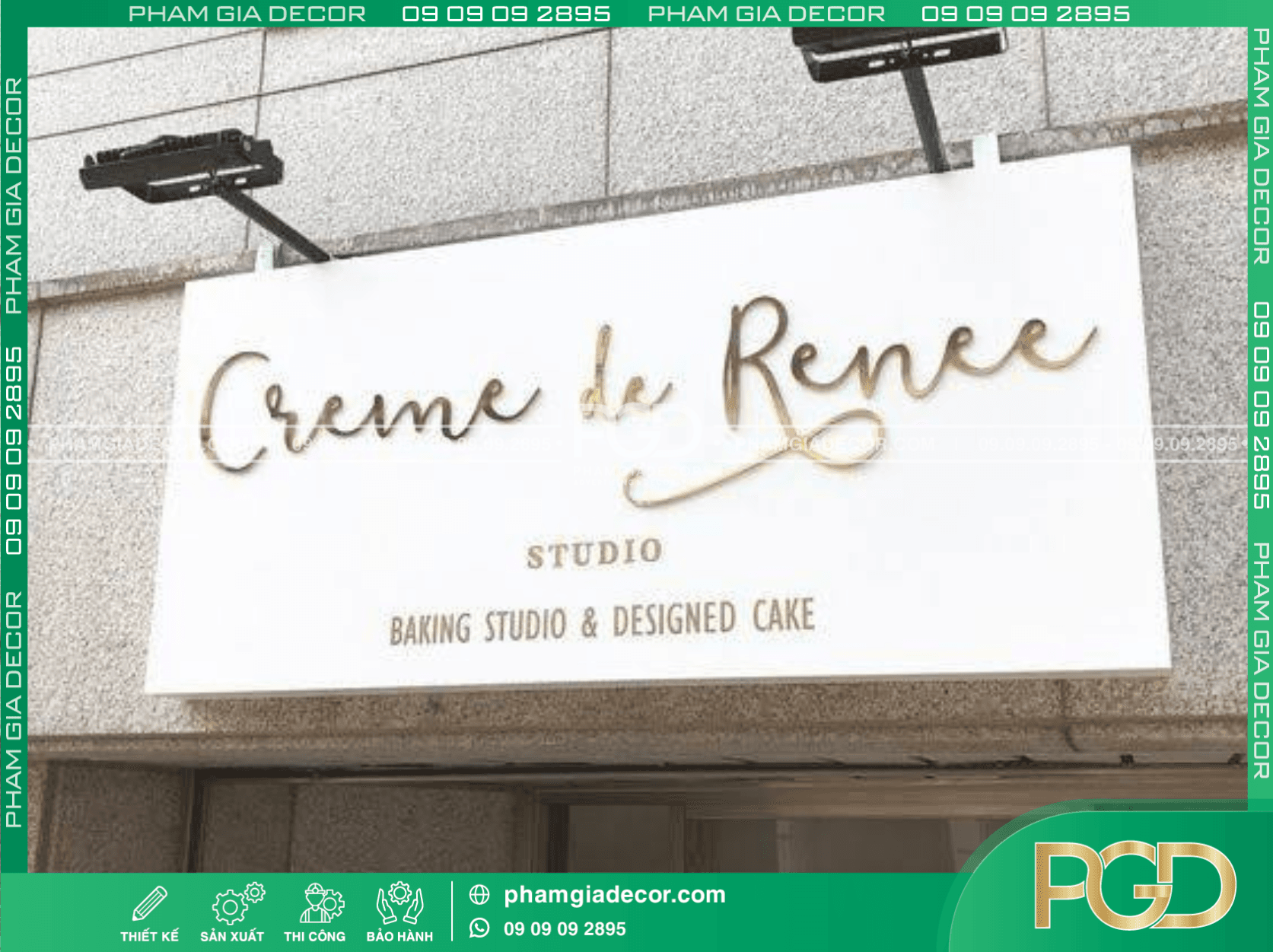 Bảng hiệu alu chữ inox đèn pha LED cao cấp