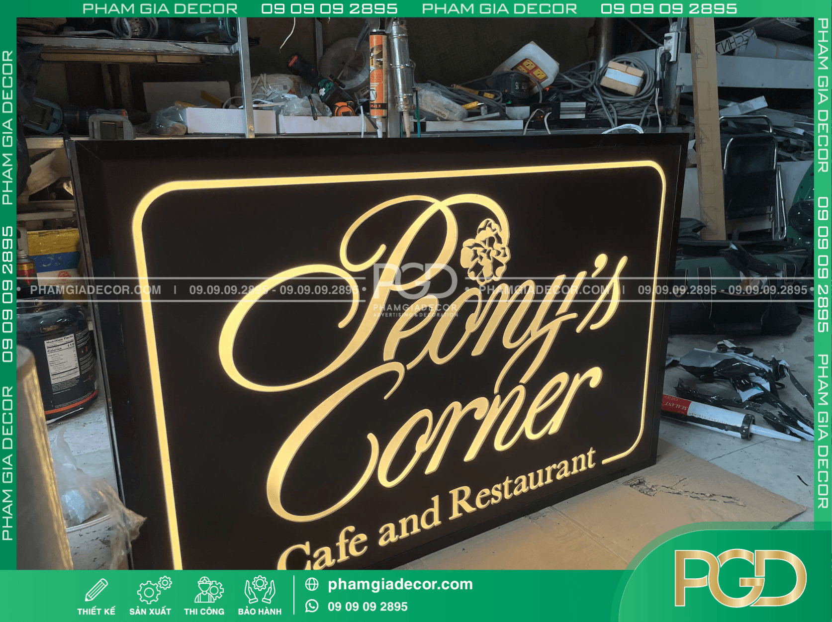 Bảng hiệu đẹp art decor thiết kế màu nâu