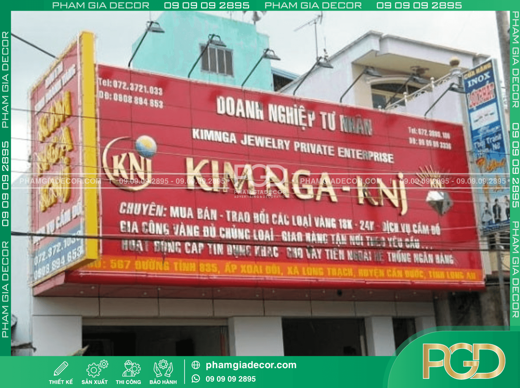 Bảng hiệu nền đỏ chữ vàng cho tiệm vàng