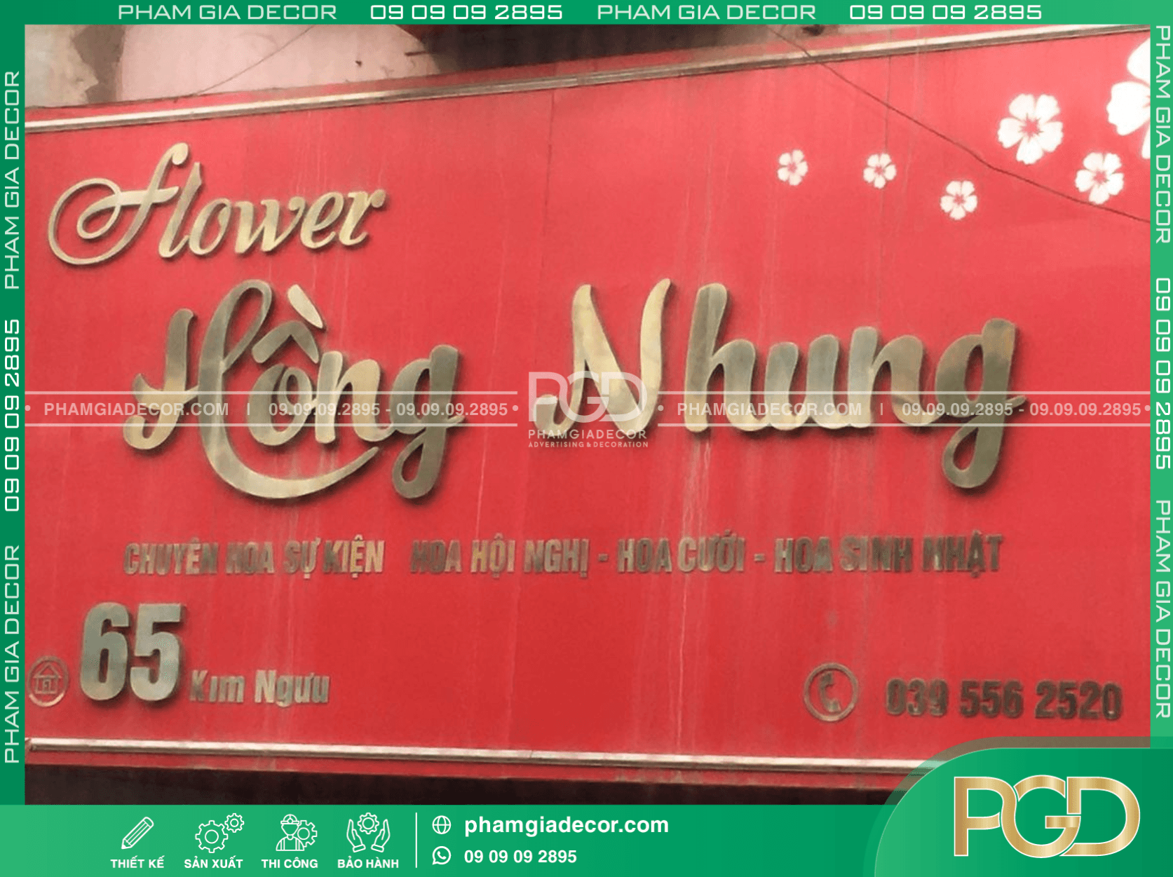 Mẫu bảng hiệu nền đỏ chữ vàng thiết kế theo phong thủy