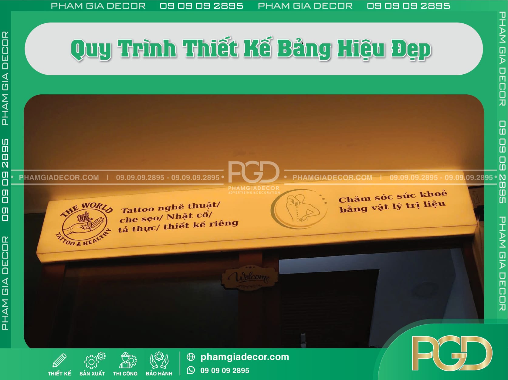 Biểu đồ 5 bước quy trình Thiết Kế Bảng Hiệu Đẹp chuyên nghiệp cùng Phạm Gia Decor.