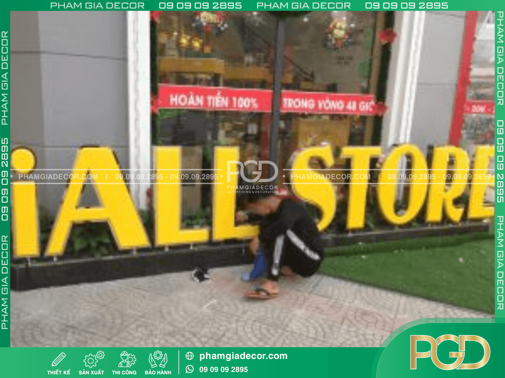 Thi công cắt chữ MiCa Vàng chuyên nghiệp