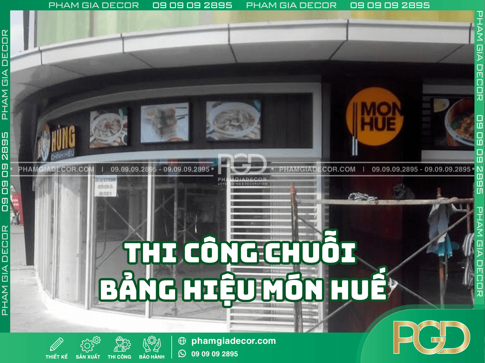 Đối tác thi công chuỗi bảng hiệu món Huế