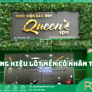 Đơn vị làm bảng hiệu lót cỏ nền nhân tạo