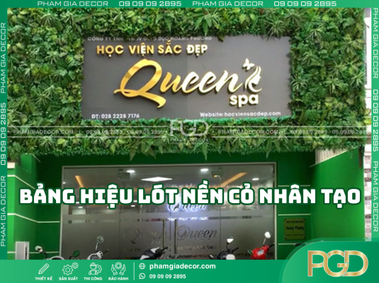 Đơn vị làm bảng hiệu lót cỏ nền nhân tạo 