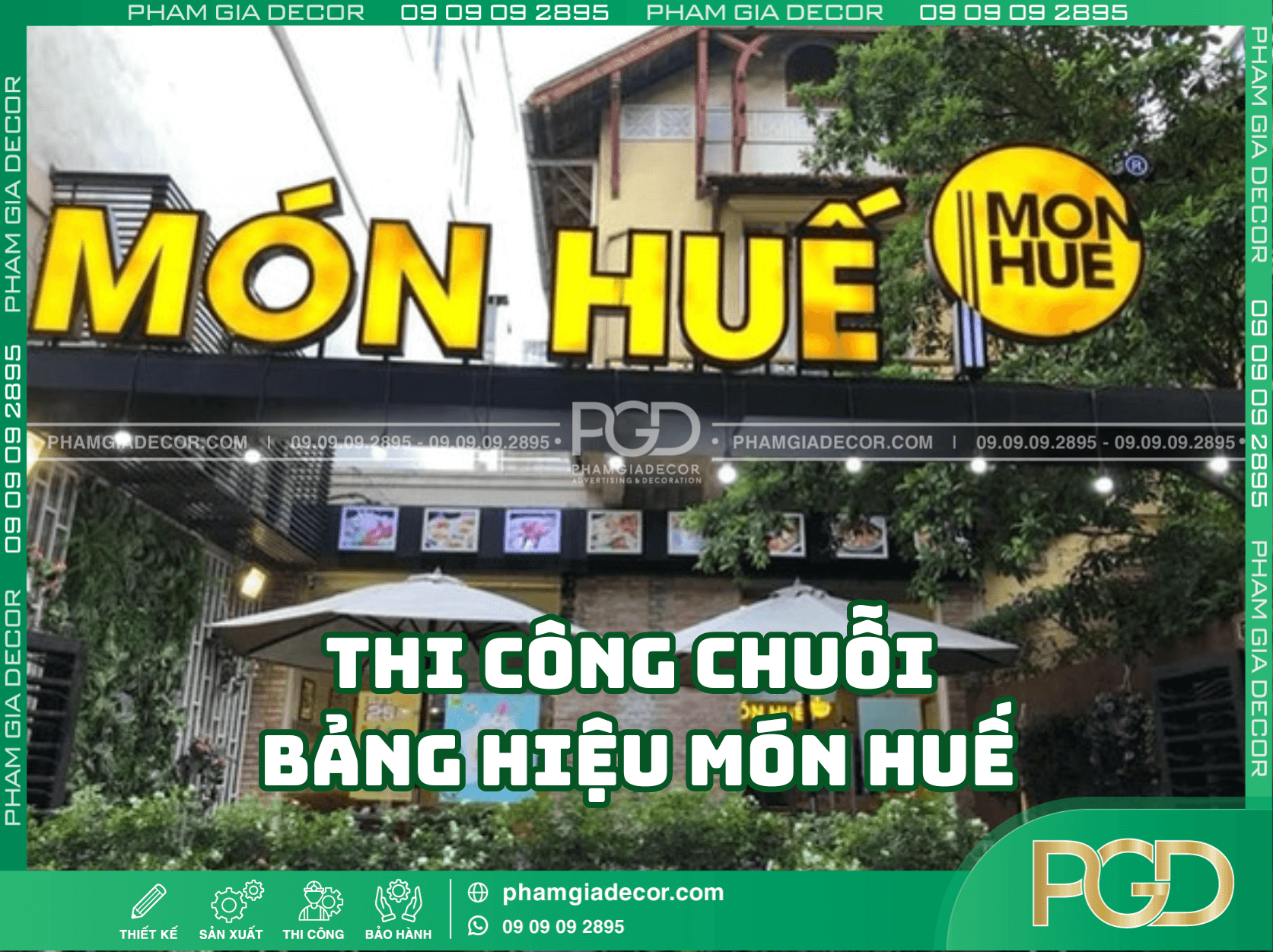 Lưu ý khi thi công chuỗi bảng hiệu món Huế
