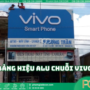 Lưu ý khi thi công bảng hiệu alu chuỗi ViVo chiếu đèn sáng