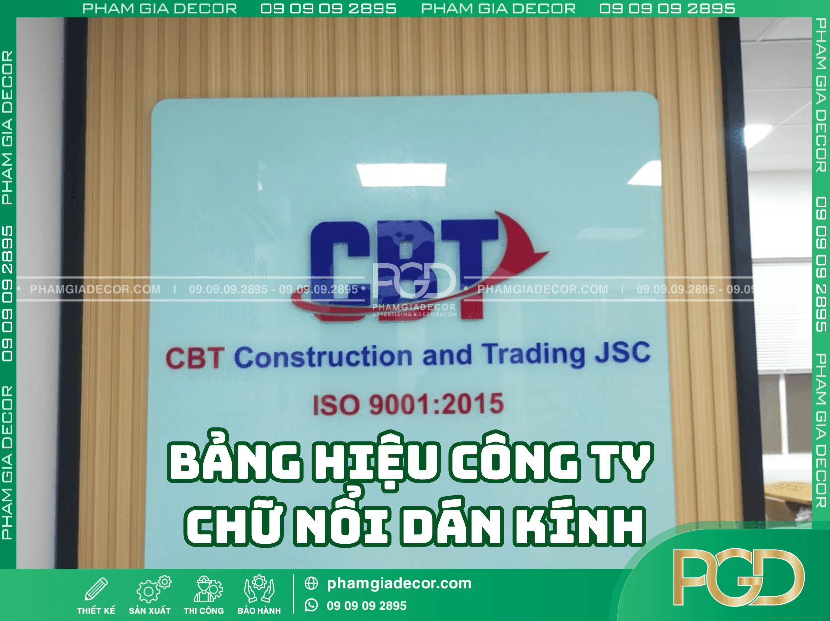 Mẫu Bảng Hiệu Công Ty chữ nổi dán kính chuyên nghiệp