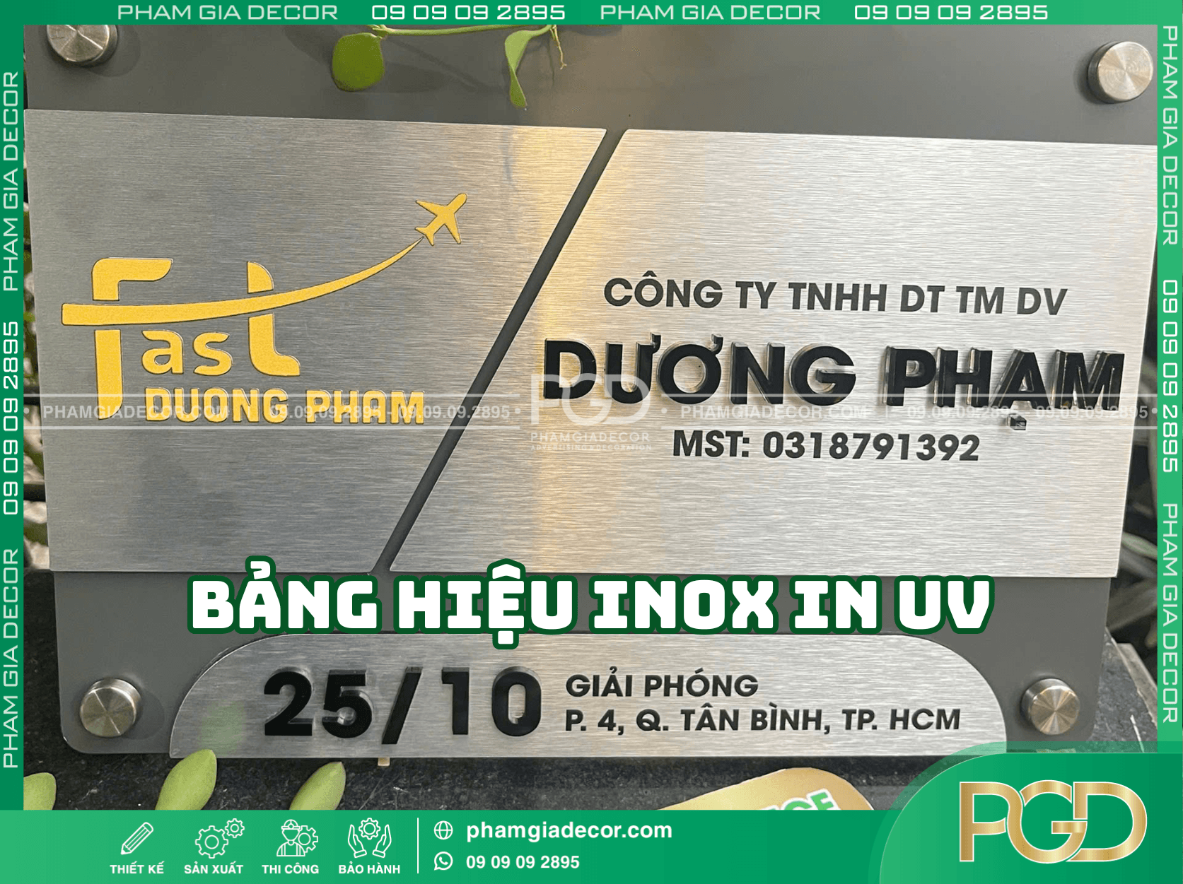 Mẫu Bảng Hiệu Công Ty Inox in UV đẳng cấp