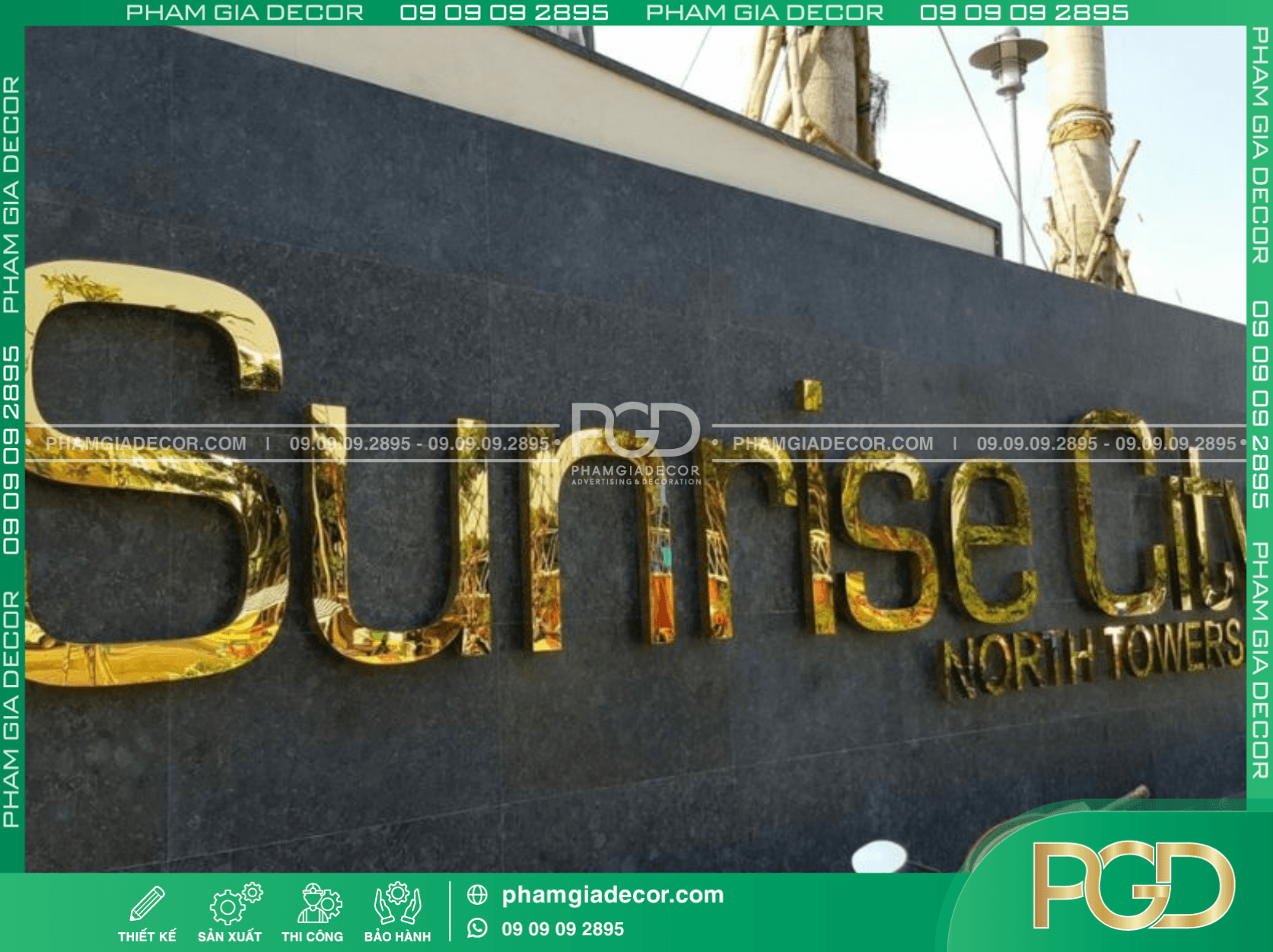 Mẫu bảng hiệu nền đen chữ vàng cho thương hiệu chung cư