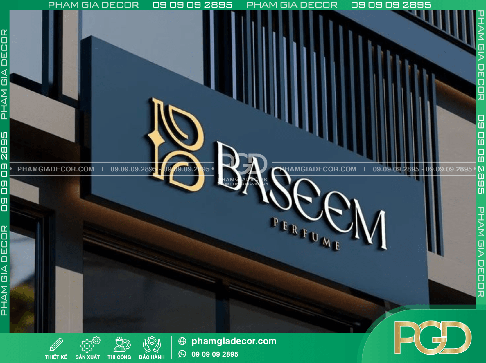 Mẫu bảng hiệu nền đen chữ vàng phong cách hiện đại