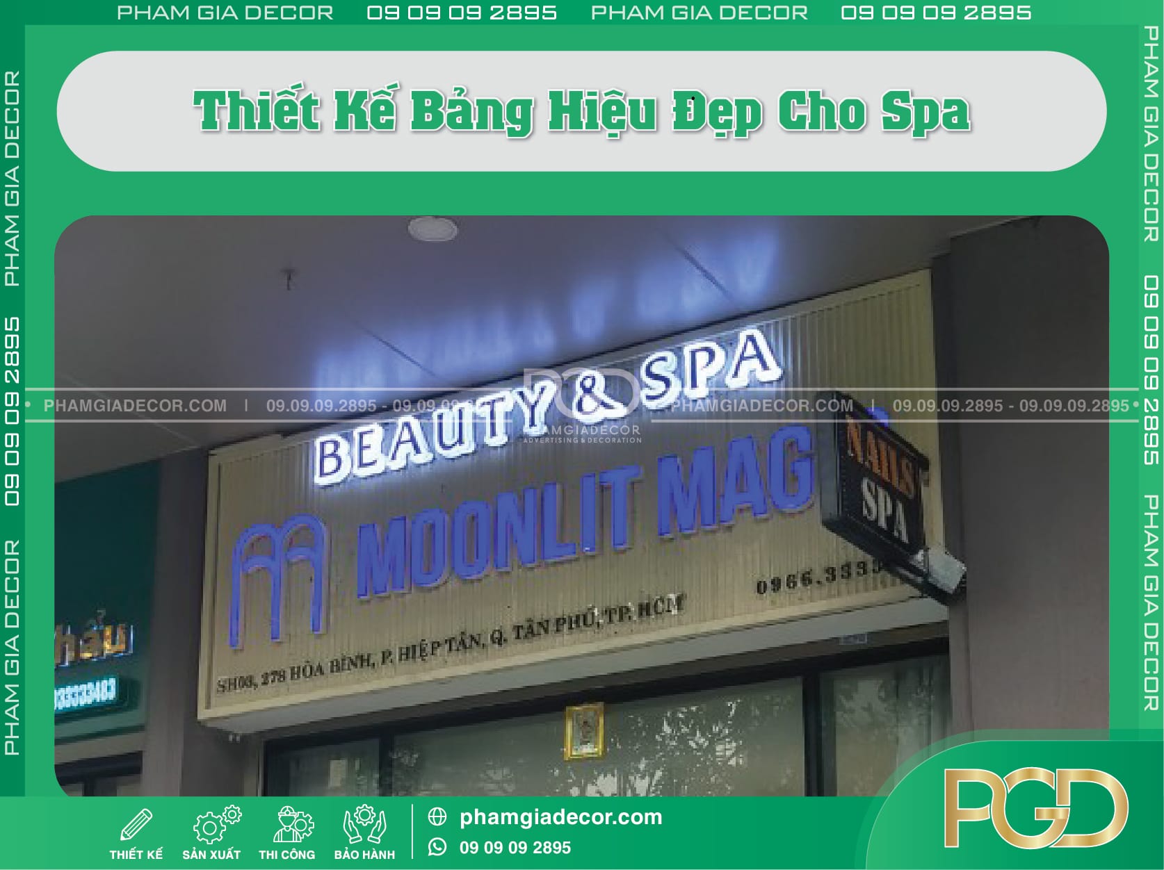 Mẫu Thiết Kế Bảng Hiệu Đẹp Inox gương cho Spa tạo sự tinh tế, đẳng cấp.