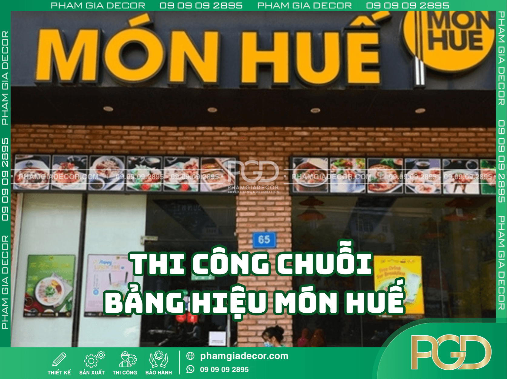 Quy trình thi công chuỗi bảng hiệu món Huế
