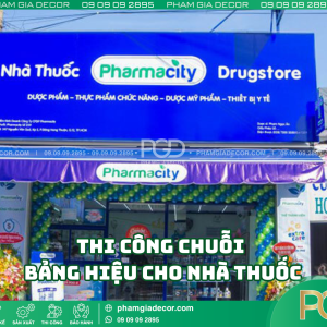 Thi công chuỗi bảng hiệu cho nhà thuốc bằng vật liệu gì?
