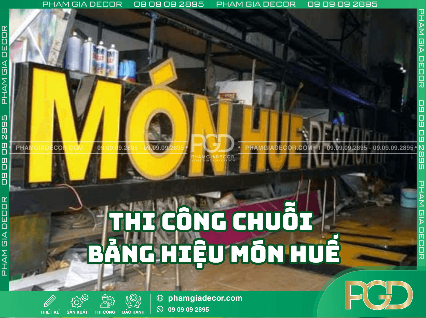 Thi công chuỗi bảng hiệu món Huế chuyên nghiệp