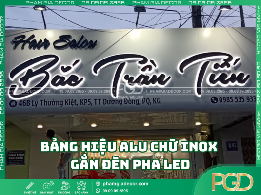 Vì sao nên làm bảng hiệu alu chữ inox gắn đèn pha LED