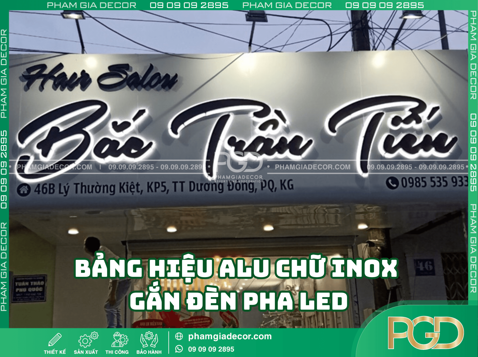 Vì sao nên làm bảng hiệu alu chữ inox gắn đèn pha LED