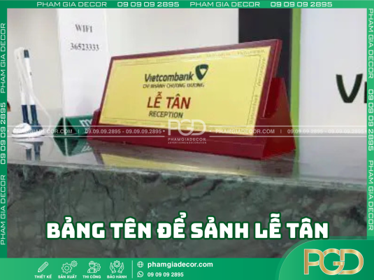 Vị trí đặt bảng tên để sảnh lễ tân 