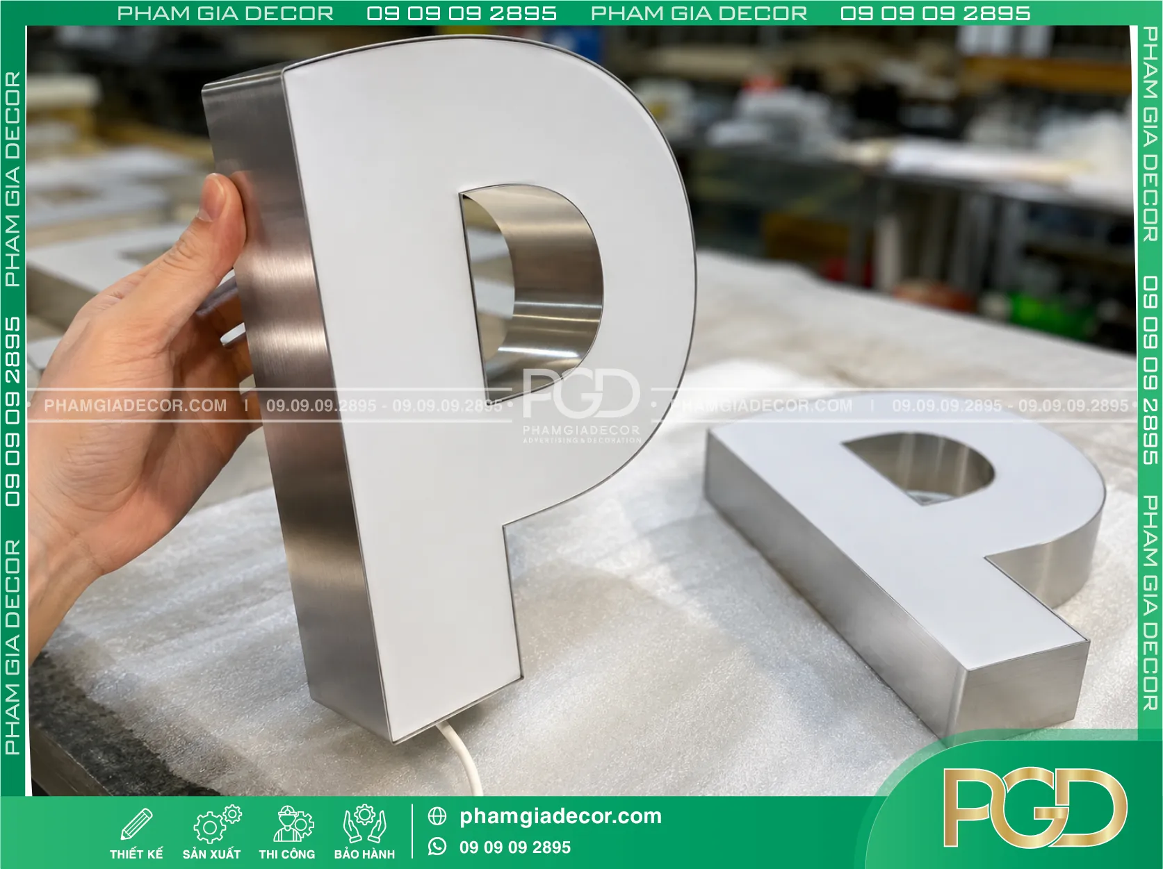 Chữ inox mặt mica hút nổi / đổ keo epoxy