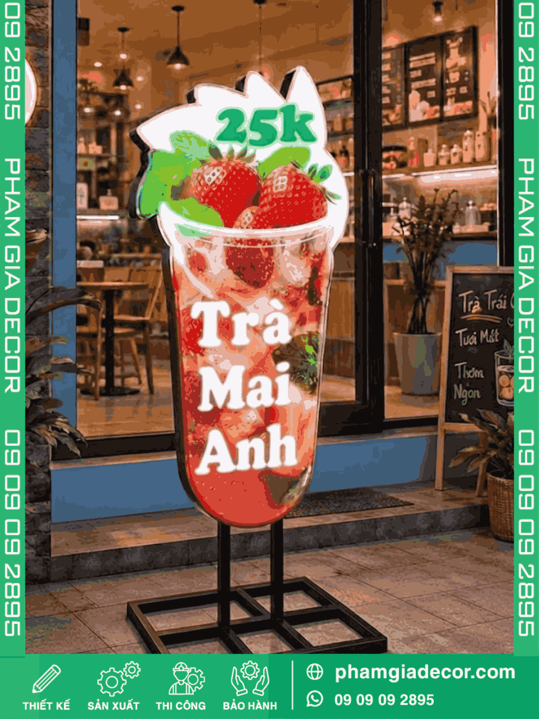 Hộp đèn ly trà dâu 2 Hộp đèn ly trà dâu