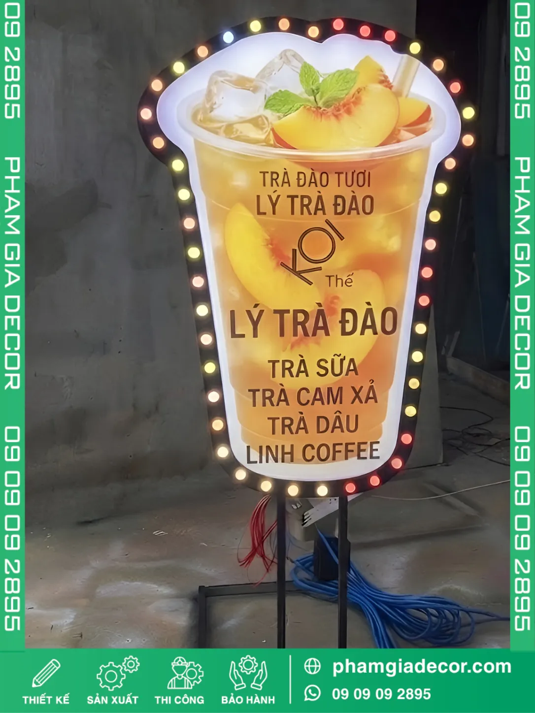 Hộp đèn ly trà đào