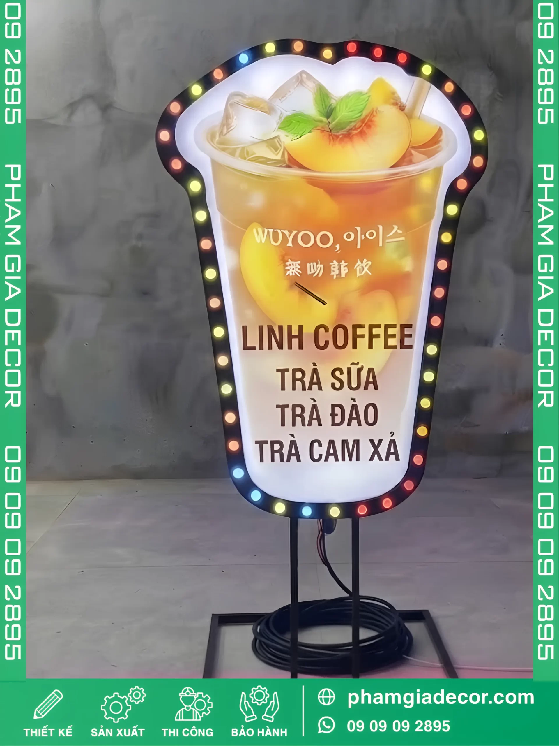Hộp đèn ly trà đào