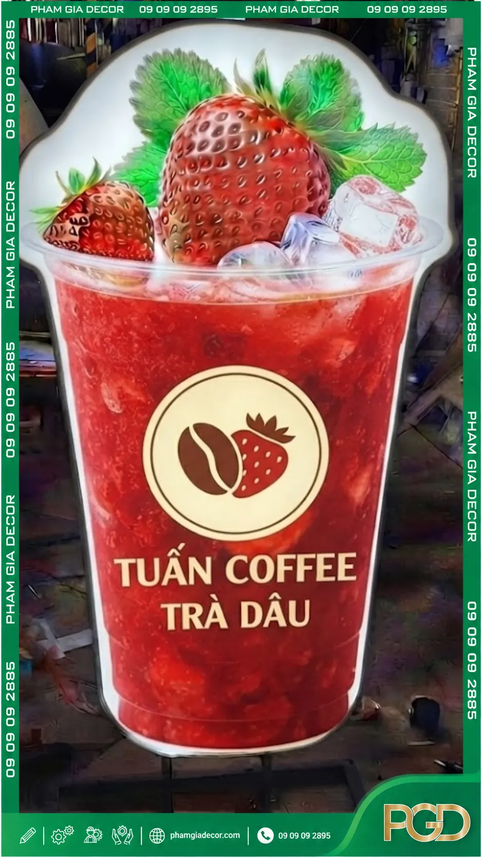 Hộp đèn ly trà dâu 21 Hộp đèn ly trà dâu
