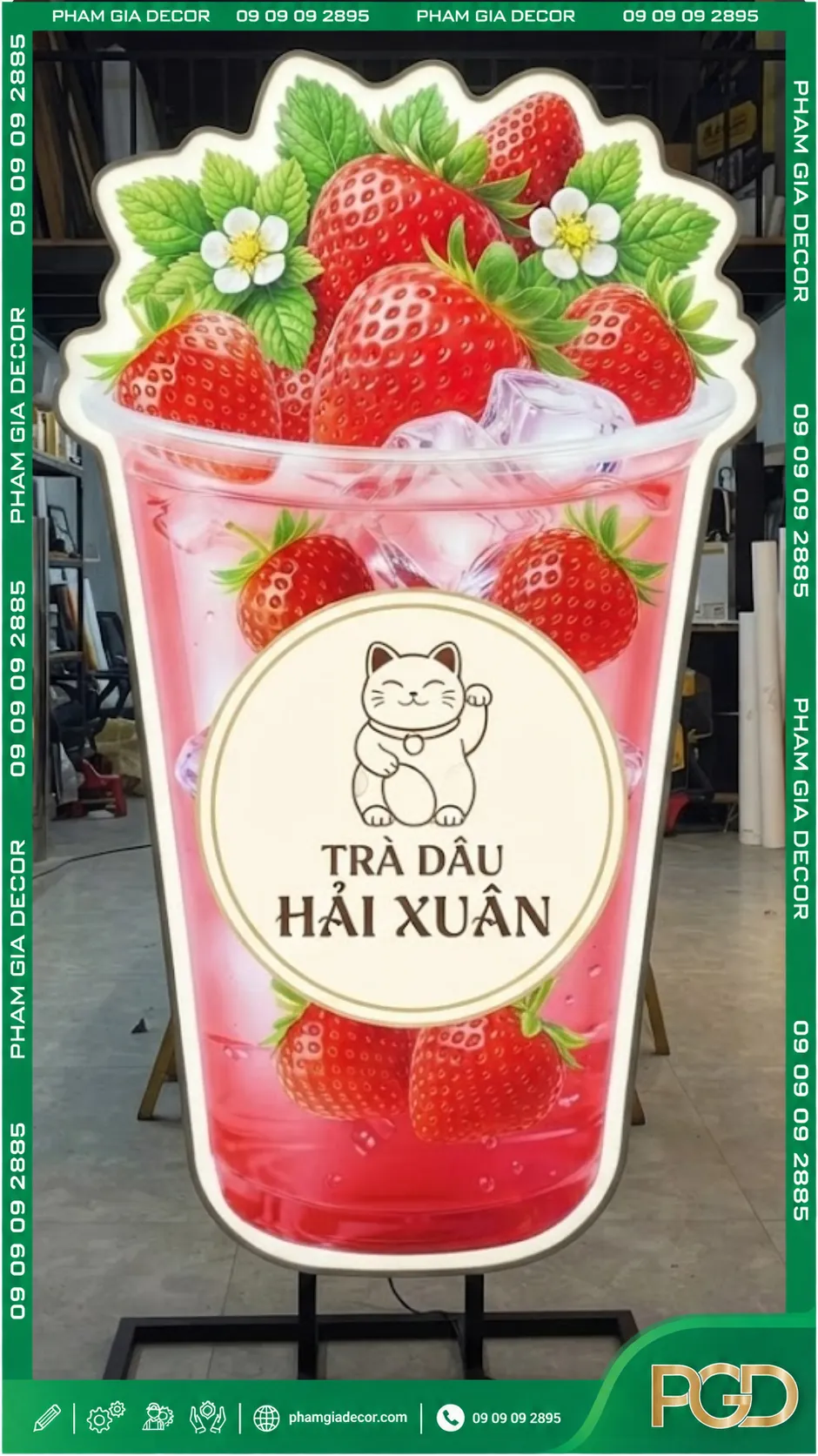 Hộp đèn ly trà dâu 16 Hộp đèn ly trà dâu
