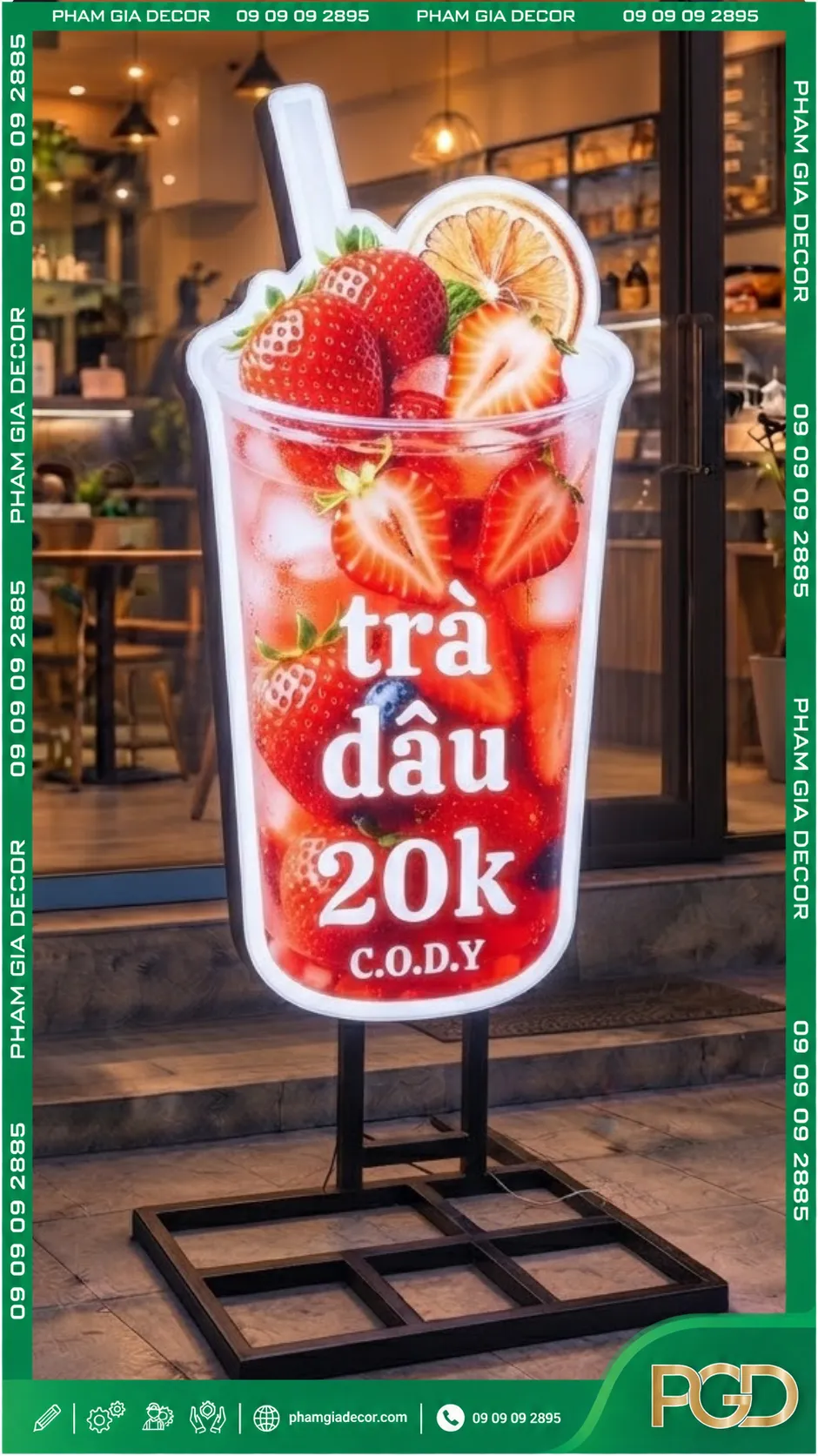 Hộp đèn ly trà dâu 15 Hộp đèn ly trà dâu