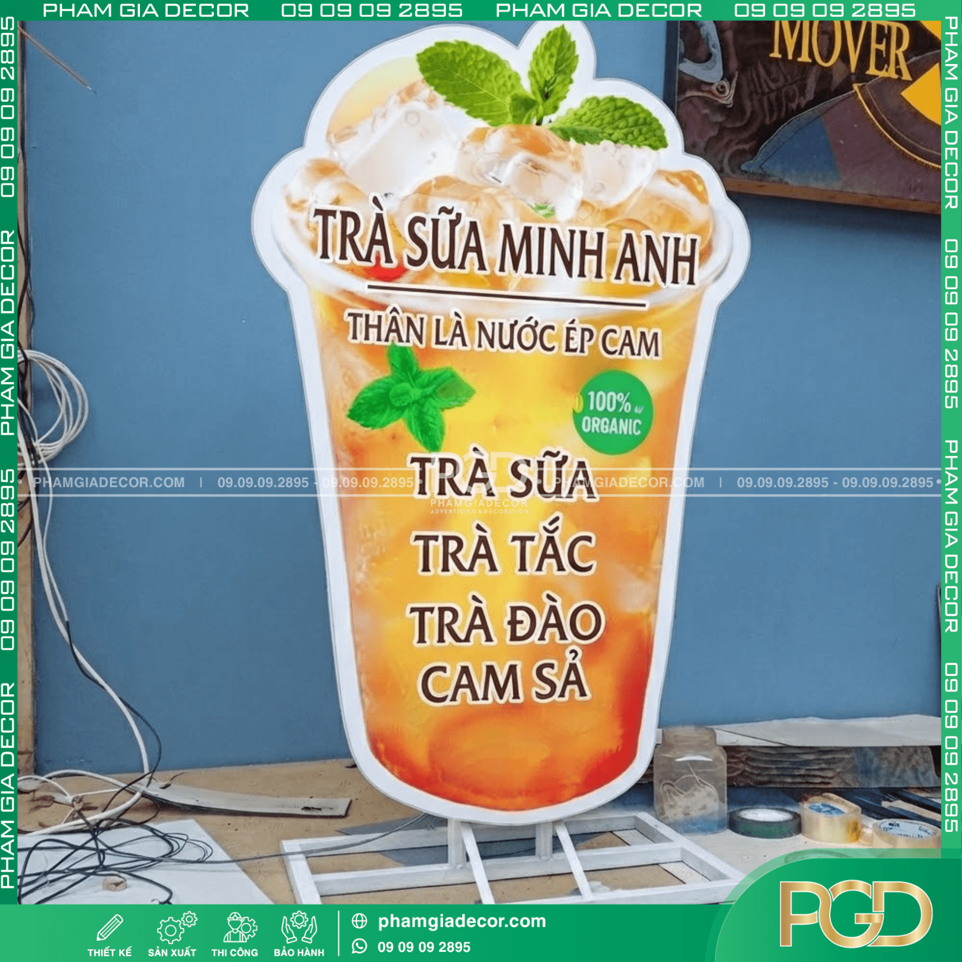 Hộp đèn ly trà đào