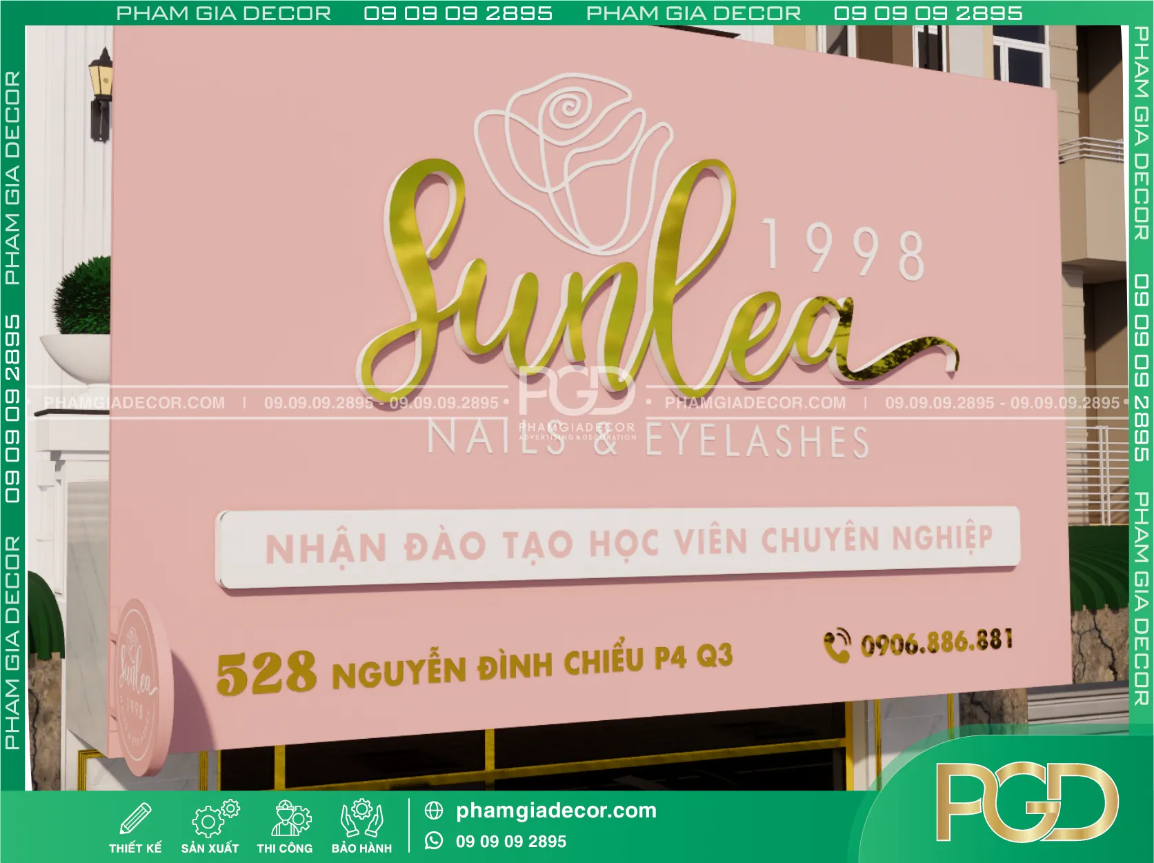 Bảng hiệu alu chữ nổi inox đế mica cháo