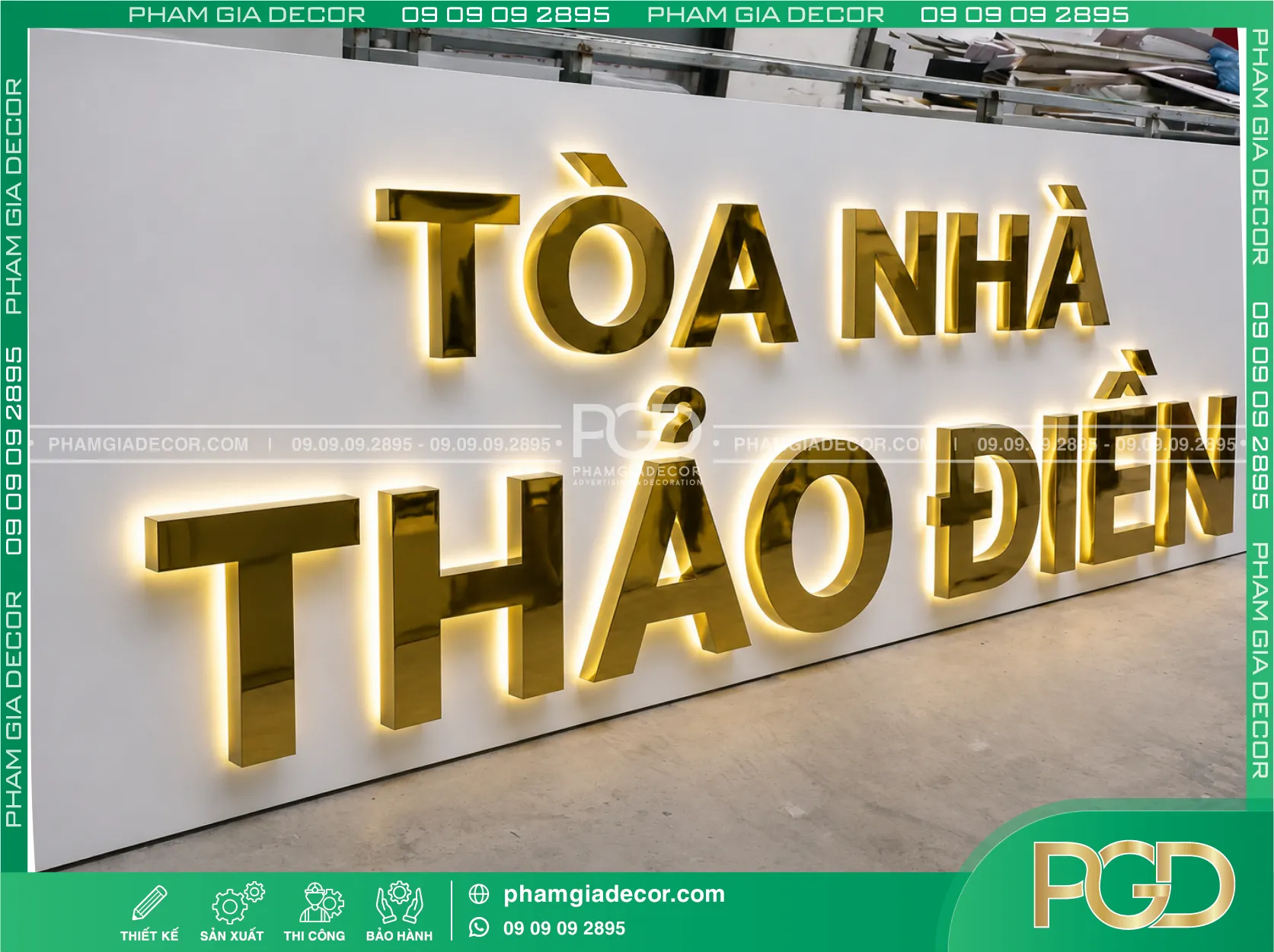 Bảng hiệu alu chữ nổi inox đế mica cháo