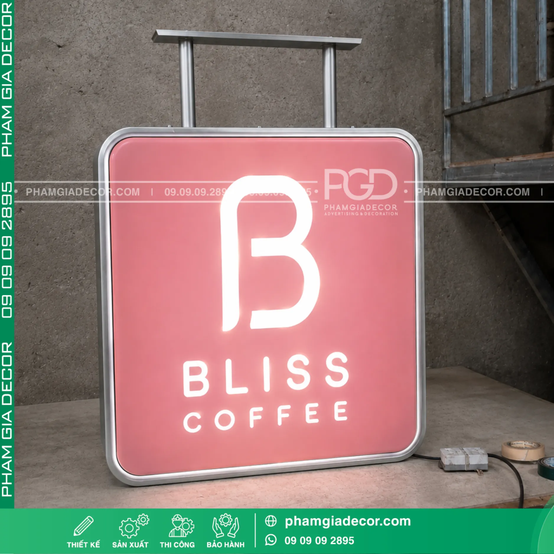 Dự án thi công trọn gói bảng hiệu quán cà phê Bliss coffee 14 Dự án thi công trọn gói bảng hiệu quán cà phê Bliss coffee