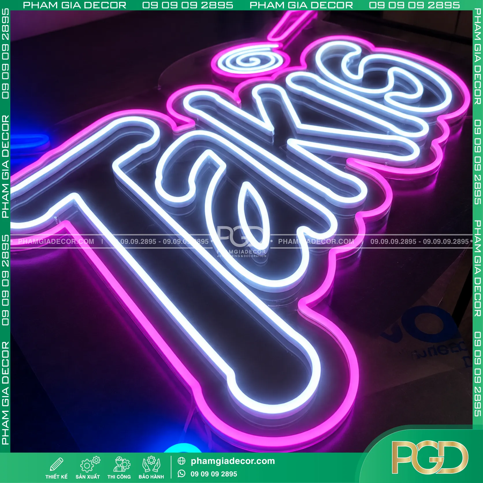 Bảng LED Neon Sign chữ 2 nét 12 Bảng LED Neon Sign chữ 2 nét