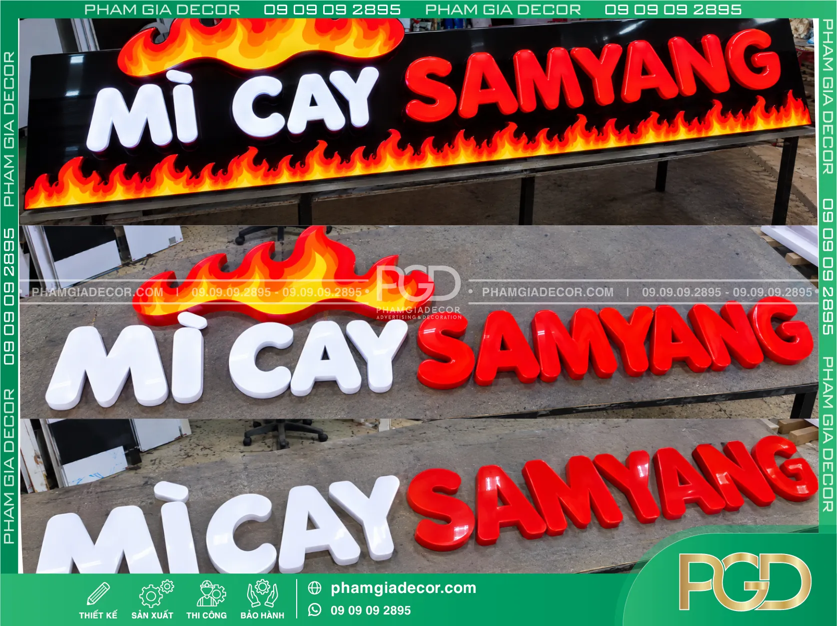 Gia Công Chữ Nổi Mica Mì Cay SamYang 12 Gia Công Chữ Nổi Mica Mì Cay SamYang