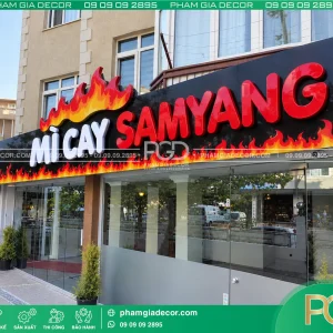 Gia Công Chữ Nổi Mica Mì Cay SamYang