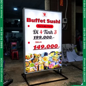 Hộp Đèn Bạt Không Gân Đứng Buffet Sushi 12 HOP DEN BAT KHONG GAN 12