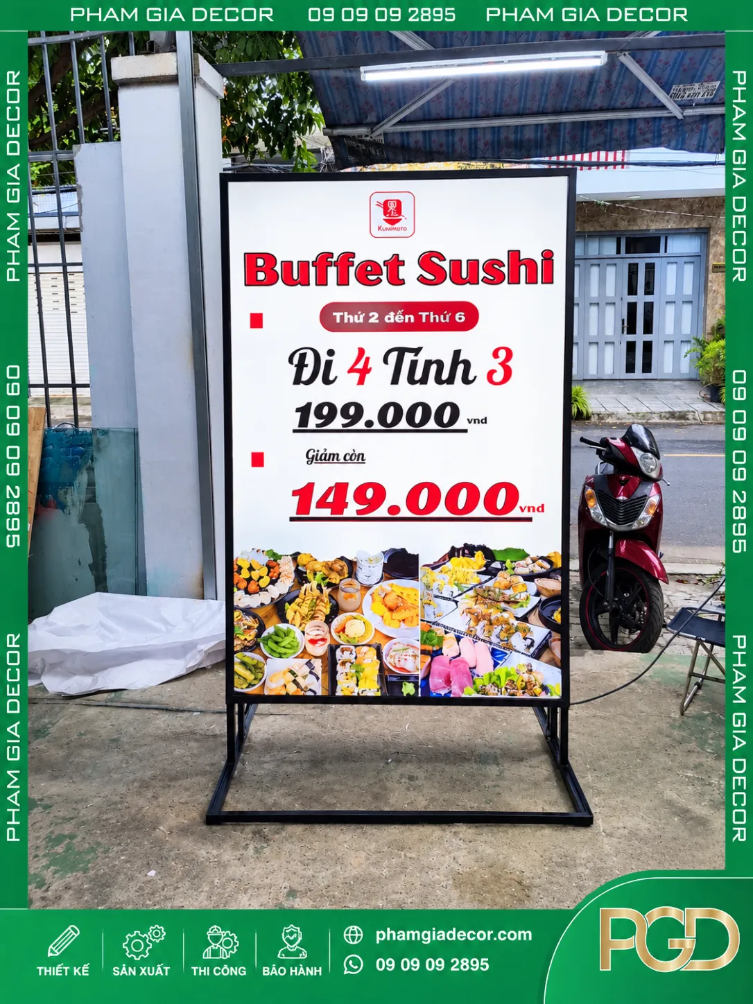Hộp Đèn Bạt Không Gân Đứng Buffet Sushi 17 Hộp Đèn Bạt Không Gân Đứng Buffet Sushi