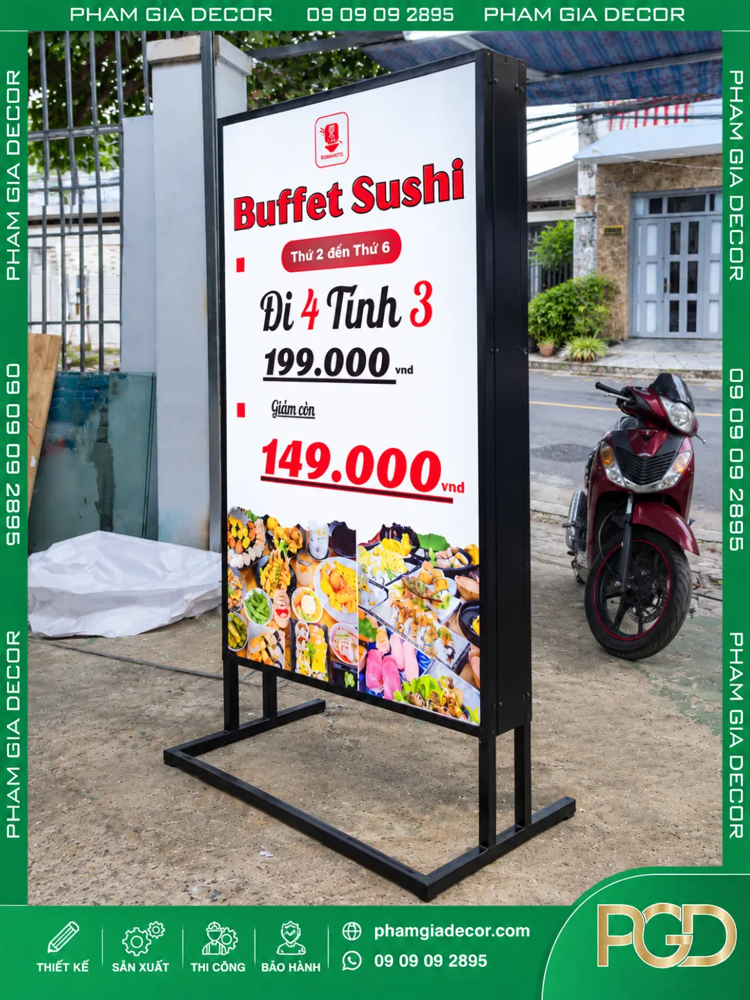 Hộp Đèn Bạt Không Gân Đứng Buffet Sushi 18 Hộp Đèn Bạt Không Gân Đứng Buffet Sushi