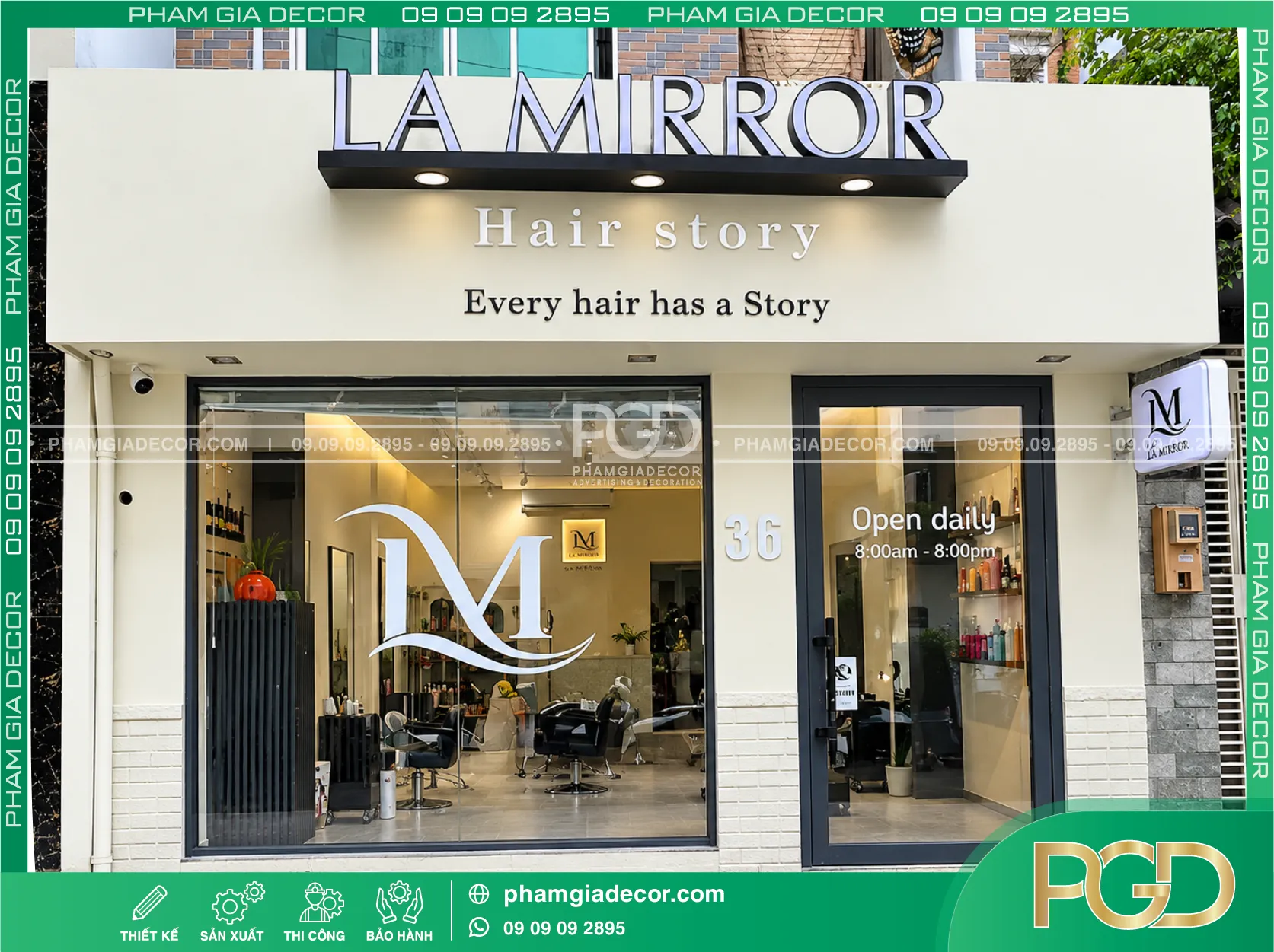 Làm Bảng Hiệu Trọn Gói Salon tóc La Mirror Hair Story 17 Làm Bảng Hiệu Trọn Gói Salon tóc La Mirror Hair Story