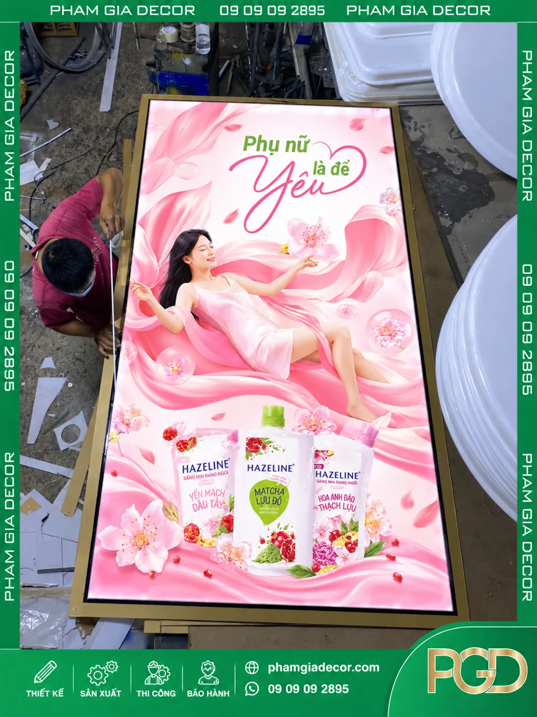 Làm tranh điện hộp đèn kích thước lớn theo yêu cầu