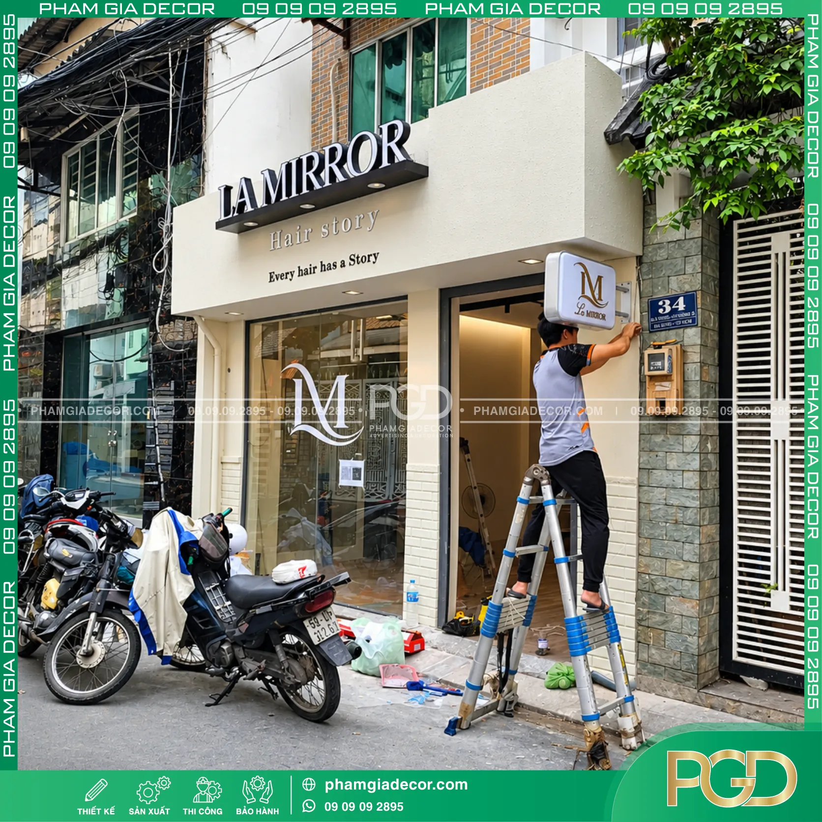 Làm Bảng Hiệu Trọn Gói Salon tóc La Mirror Hair Story 4 Làm Bảng Hiệu Trọn Gói Salon tóc La Mirror Hair Story - Ảnh 3